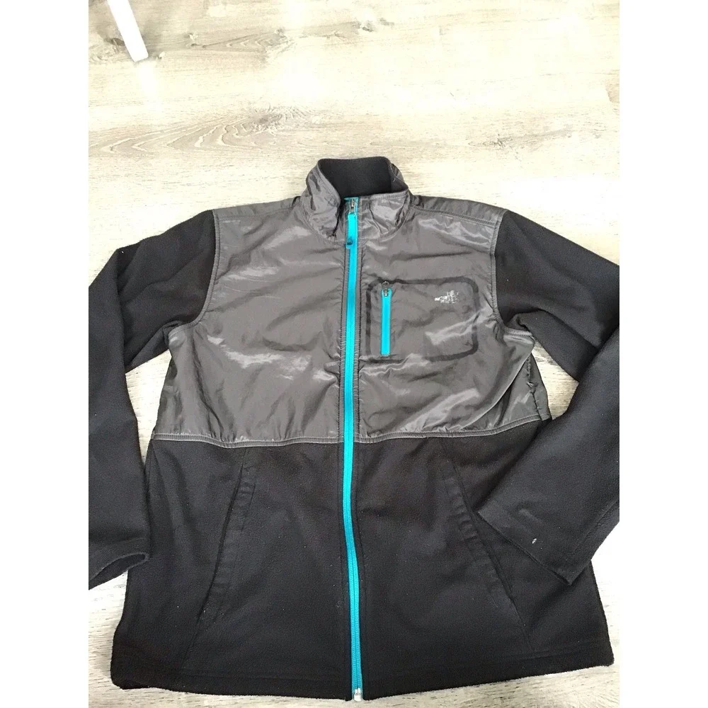 North Face Jacket Boys XL 18/20 Gray Black Full Zip Fleece Outdoor Youth